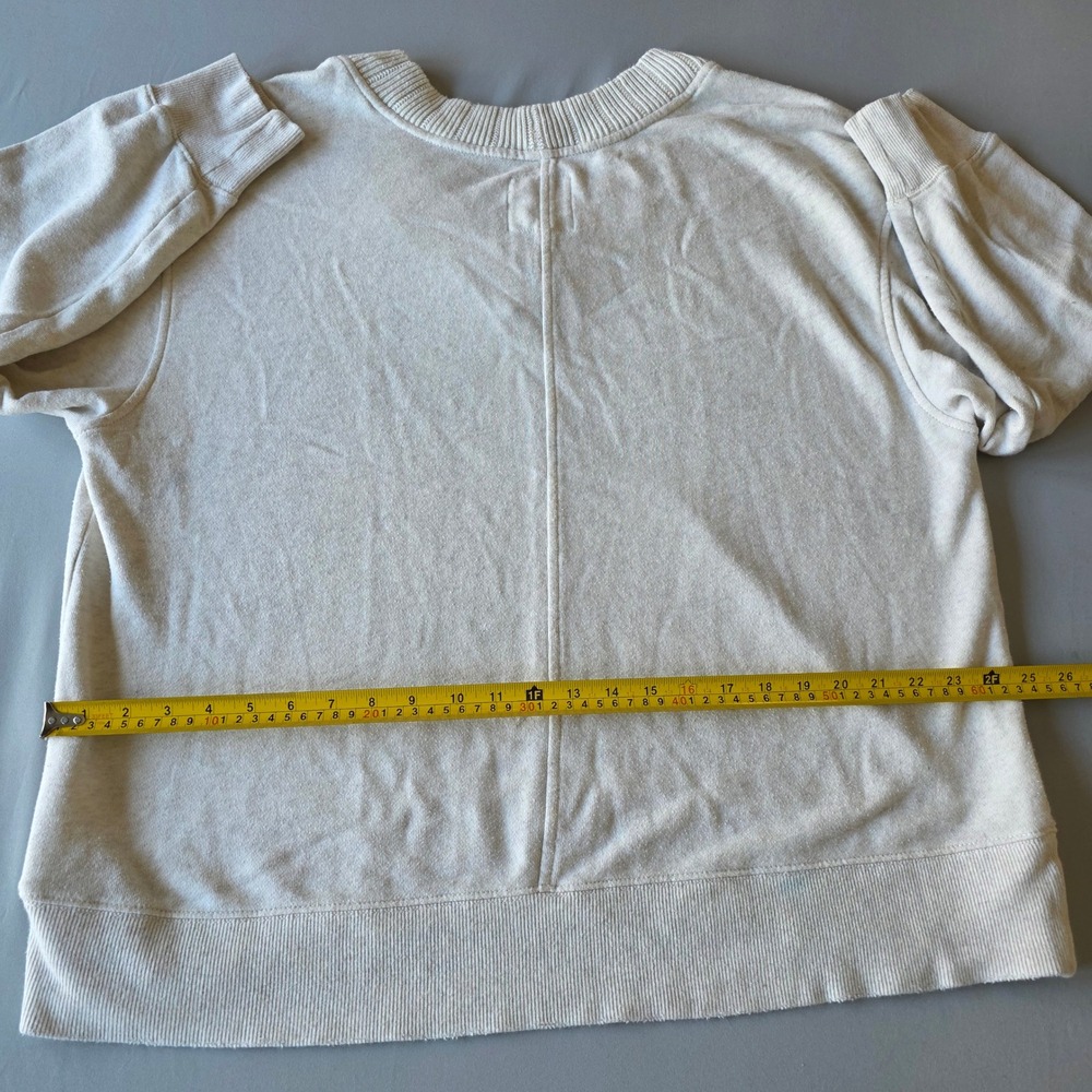Aerie Womens L/G Cream V Neck Long Sleeve Sweatshirt Casual Top Comfy oversized - Picture 7 of 7